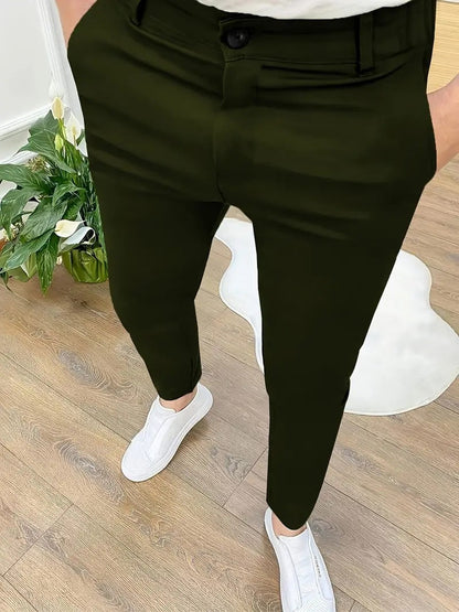 Herren SlimFit Hose Elastisch Mit Taschen Schwarz