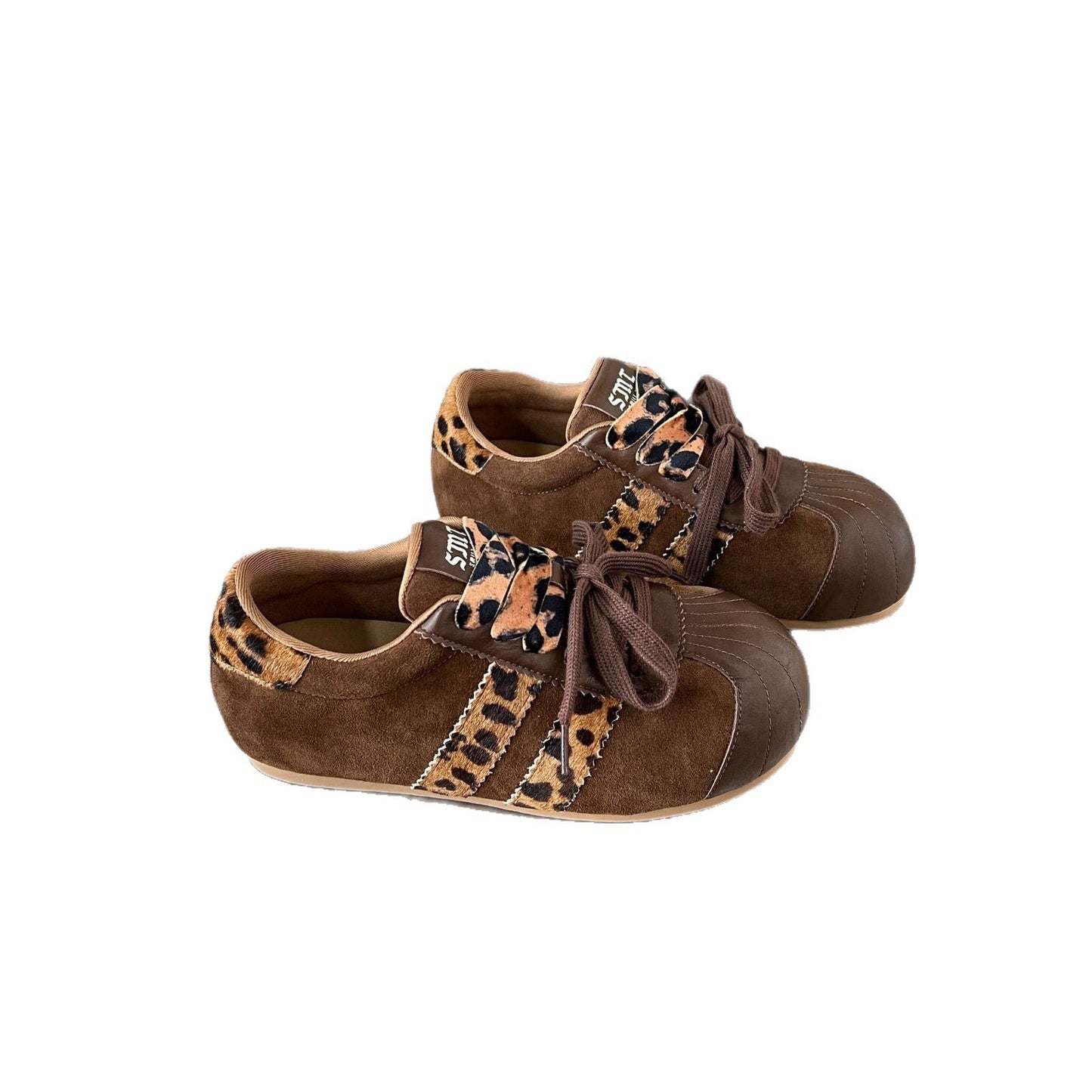 Damen Sneaker Wildleder Tierdruck Robust Gummisohle