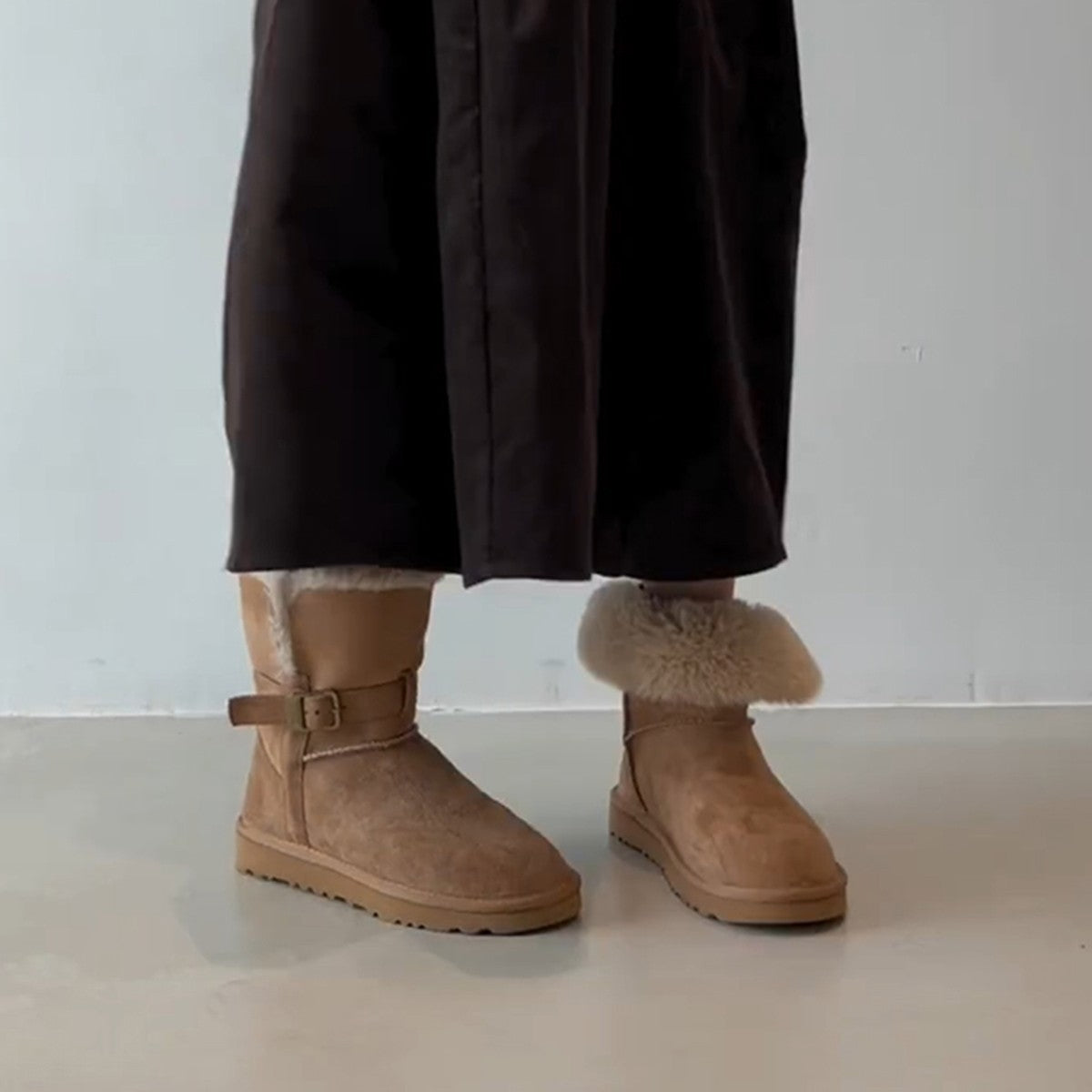 Damen Winterstiefel Warm mit weichem Kunstfellkragen und robuster Sohle