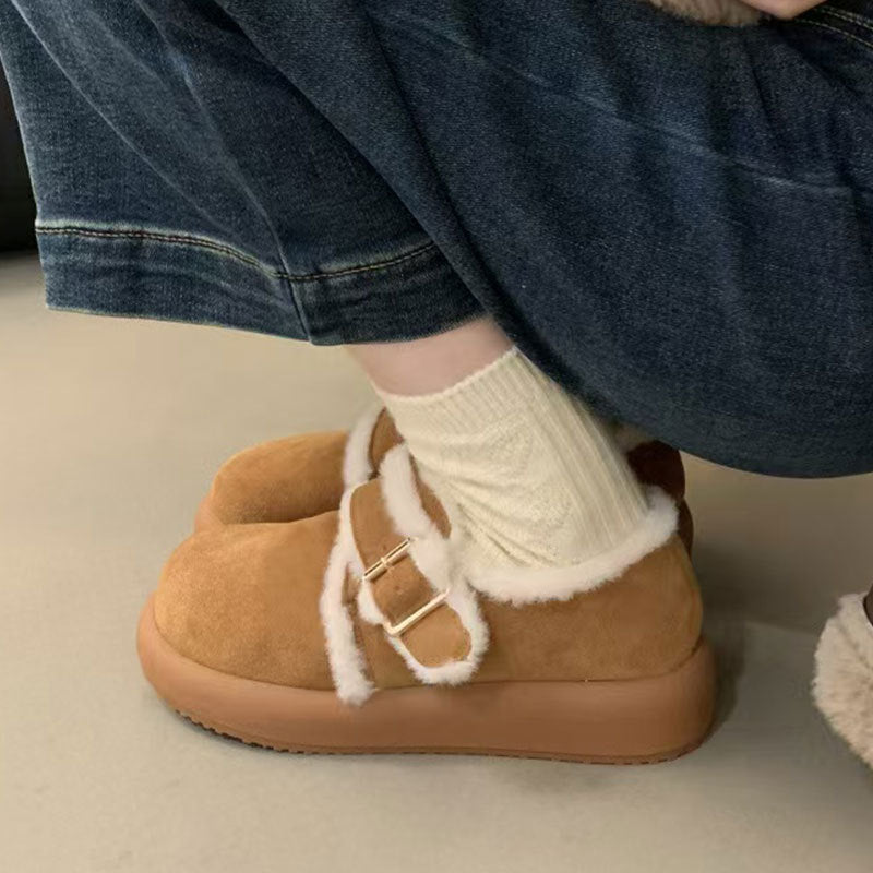 Damen Clogs Bequem Flauschig mit Verstellbarem Riemen