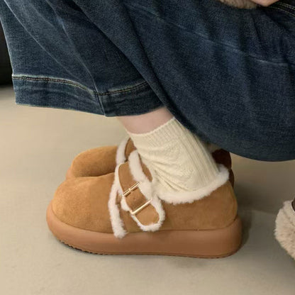 Damen Clogs Bequem Flauschig mit Verstellbarem Riemen