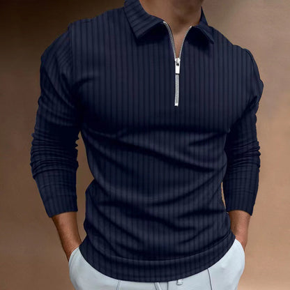 Herren Sportshirt Langarm Reißverschluss Funktionsshirt