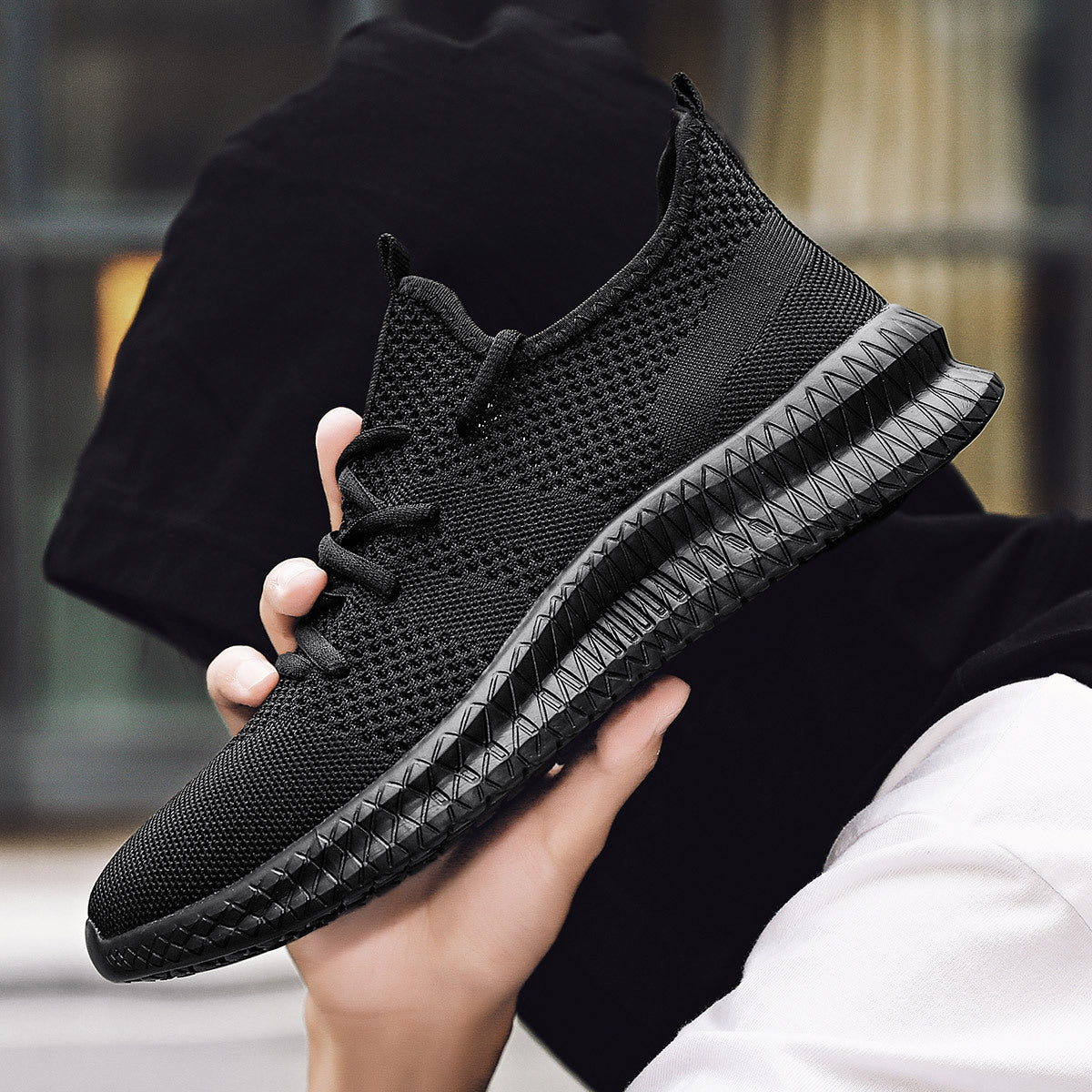 Damen Laufschuhe Atmungsaktiv Flexibel Schwarz