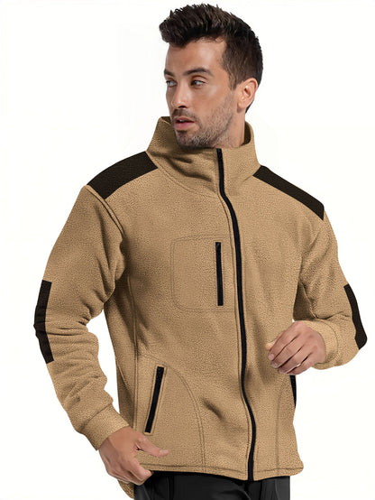 Herren Fleecejacke Reißverschlusstaschen Warm Sportlich