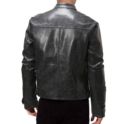 Herren Lederjacke Biker Style Modern Schwarz