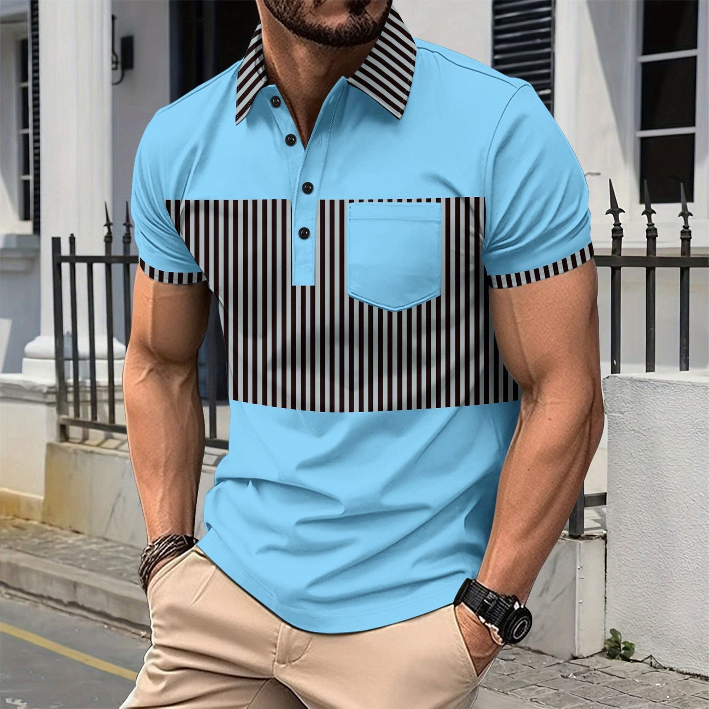 Herren Poloshirt Streifenmuster Elegantes Design - BerlinGlamour