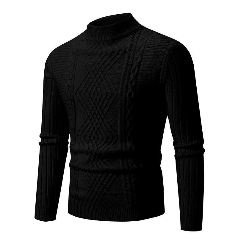 Herren Strickpullover Modern Zopfmuster Eleganter Kragen