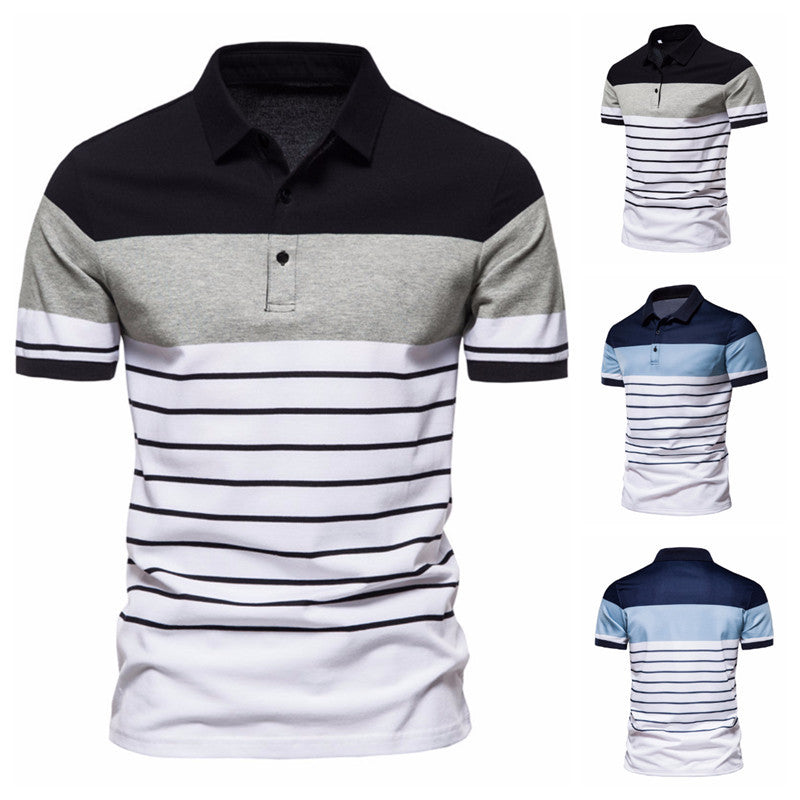 Herren Polohemd Modern Streifenmuster Komfortschnitt