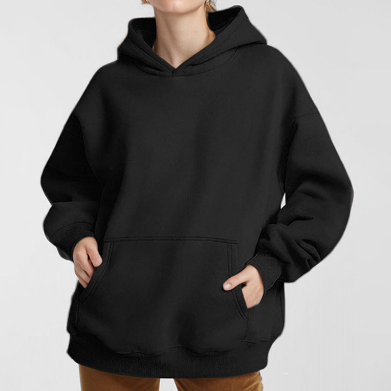 Damen Kapuzenpullover Weich Fleece Lockere Passform