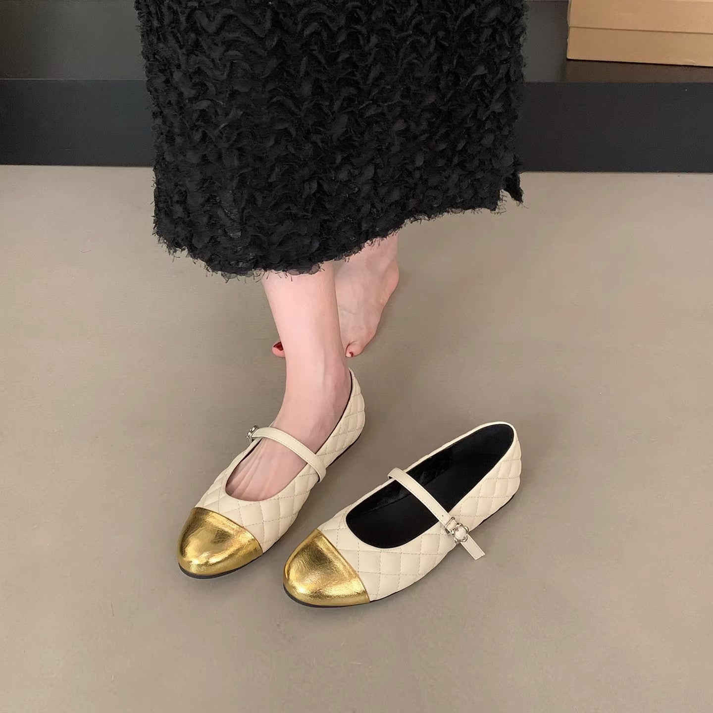 Damen Ballerinas Elegante Riemen Schuhe Glitzer