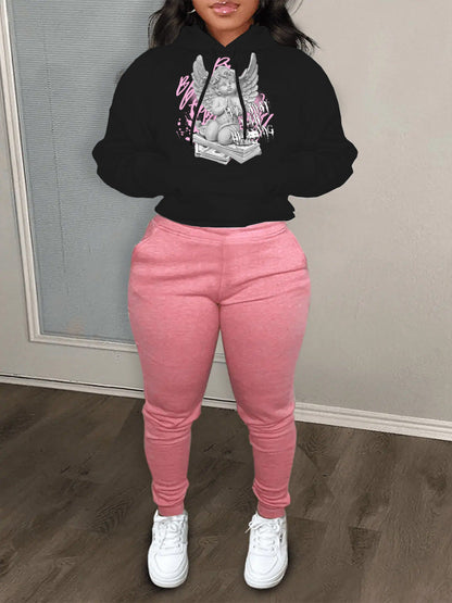Herren Sportset Hoodie Jogginghose mit Engel Motiv Modern - BerlinGlamour