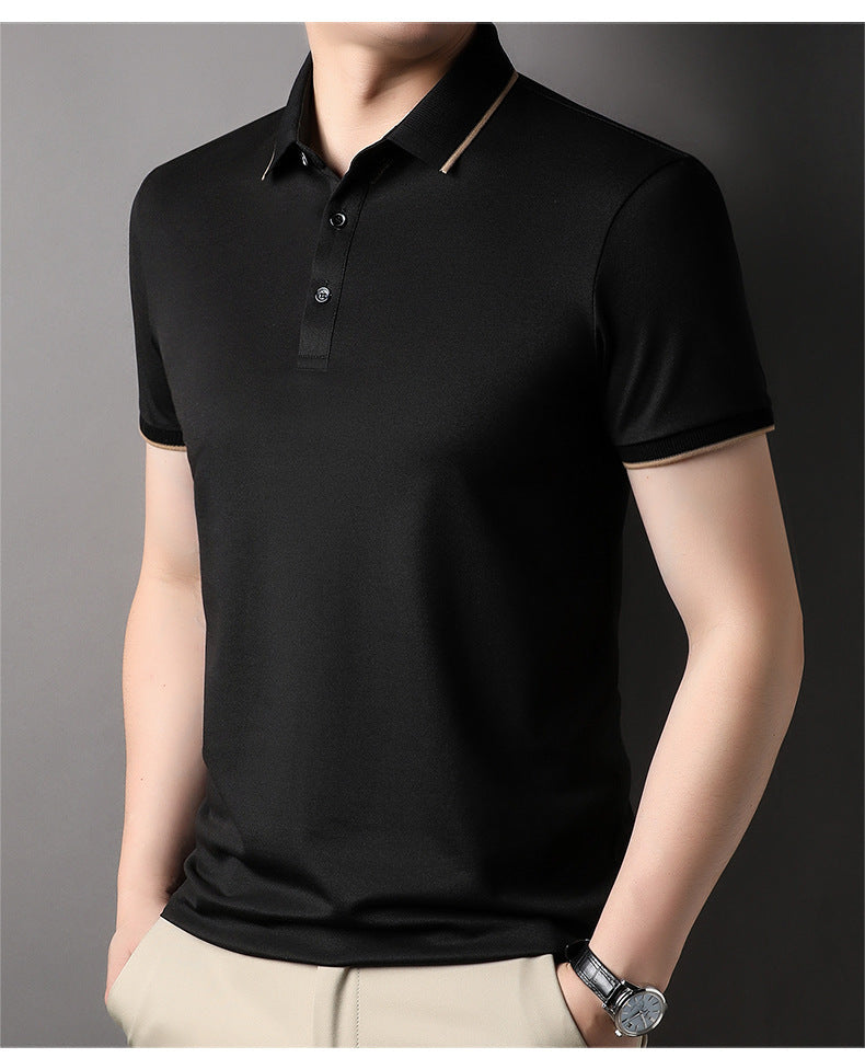 Herren Poloshirt Fein Piqué Kragen Kontrast Modern