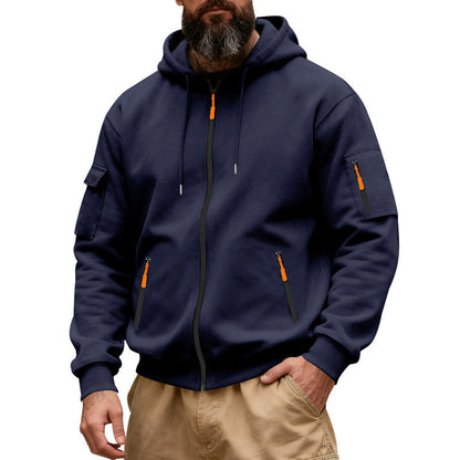 Herren Kapuzenjacke Praktisch mit Reißverschluss-Taschen Funktionell