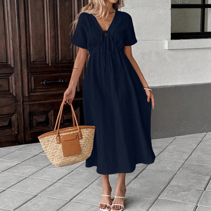 Maxikleid mit Taillenband Sommer Freizeitkleid