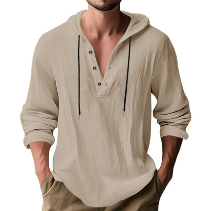 Herren Kapuzenshirt Langarm Modern Knopfleiste Trendy
