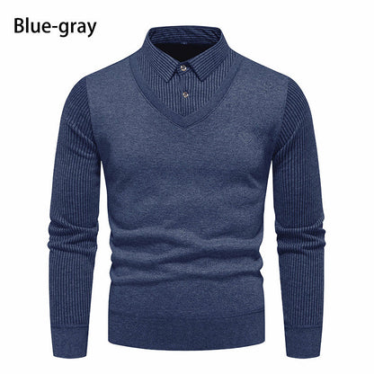 Herren Pullover V-Ausschnitt Modern mit Kragen
