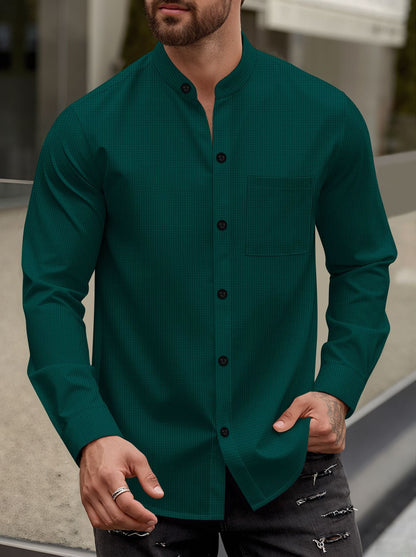 Elegantes Herrenhemd Stehkragen Slim Fit Modern