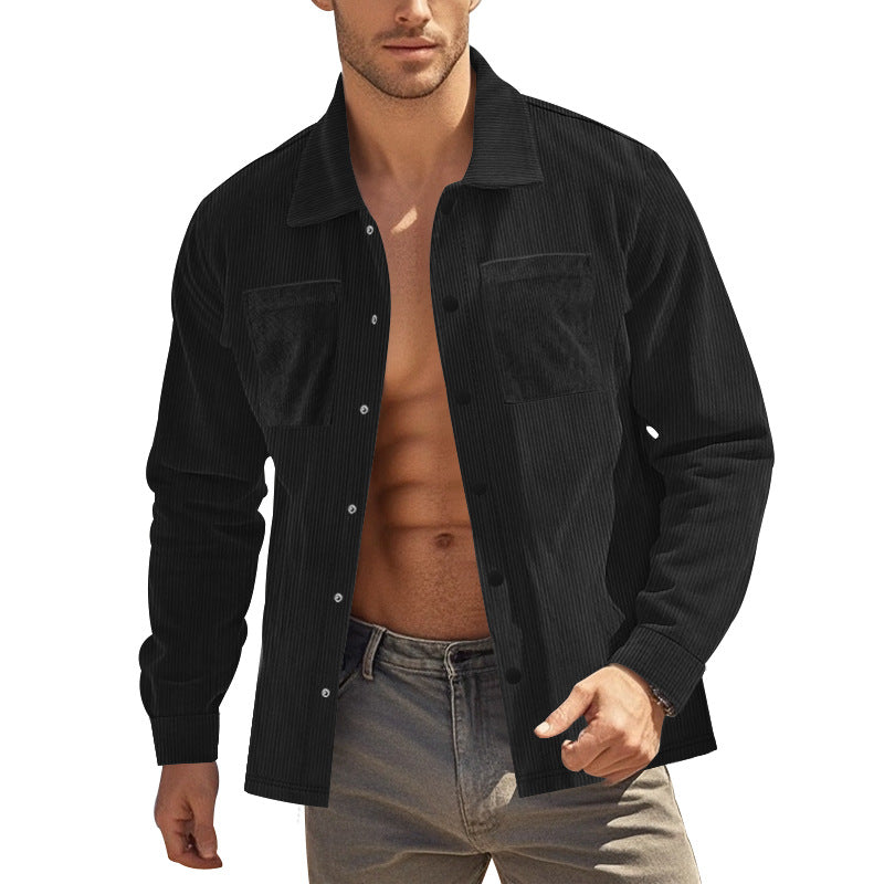 Herren Cordhemd Modern mit Brusttasche und Slim Fit