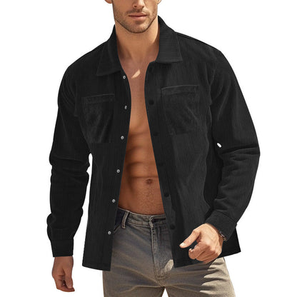 Herren Cordhemd Modern mit Brusttasche und Slim Fit