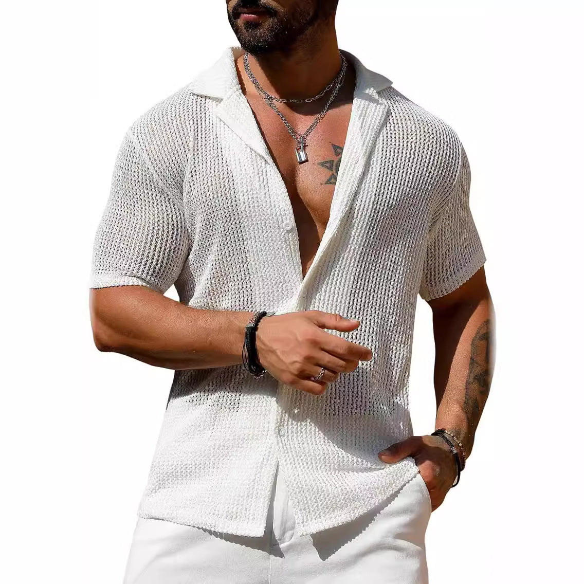Herren Netzhemd Lässig Elegant Berlin Style