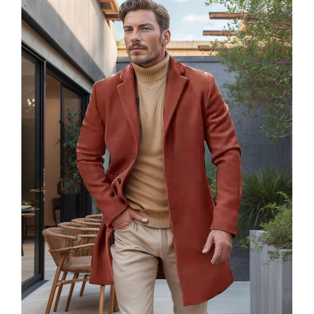 Herren Wollmantel Elegant Langschwarz Modern - BerlinGlamour