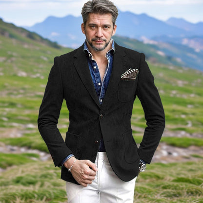 Herren Samtblazer Modern Elegant Schwarzer Anzug Blazer