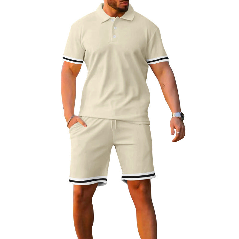 Herren Poloshirt und Shorts Set Atmungsaktiv Sommer