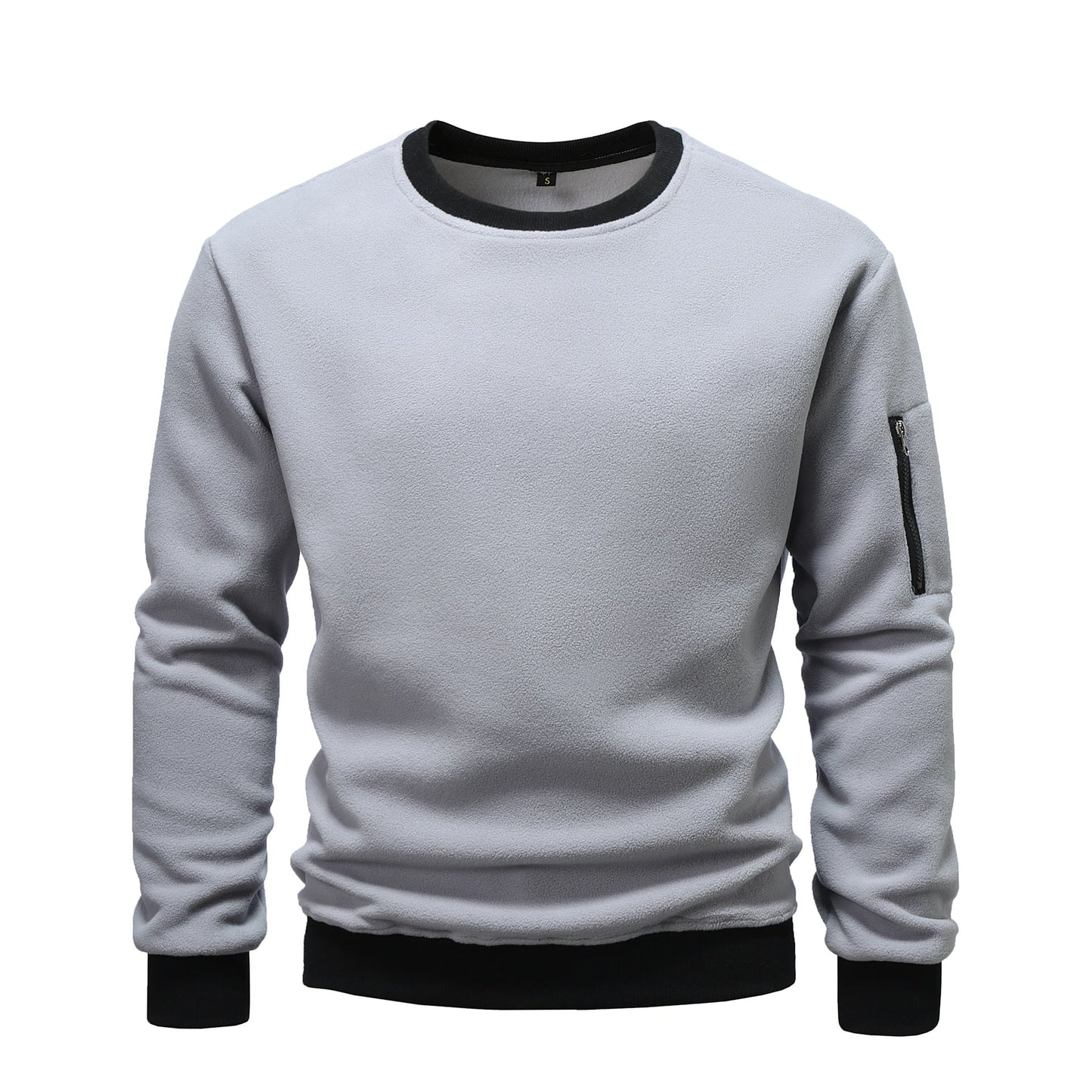 Herren Fleece Pullover Kuschelig Reißverschluss Tasche