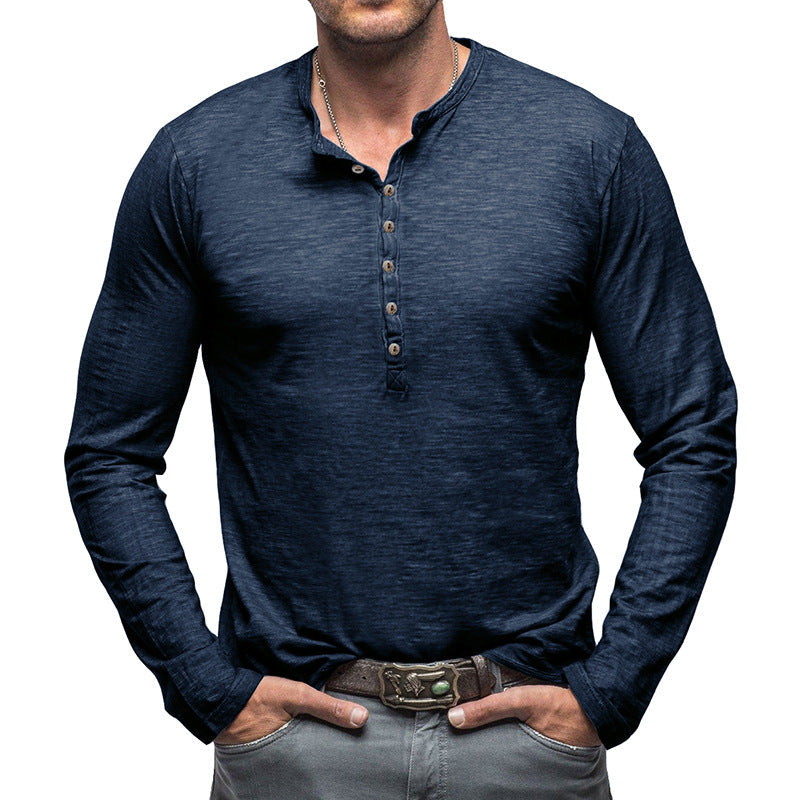 Herren Langarmshirt mit Knöpfen Elegant Berlin Style