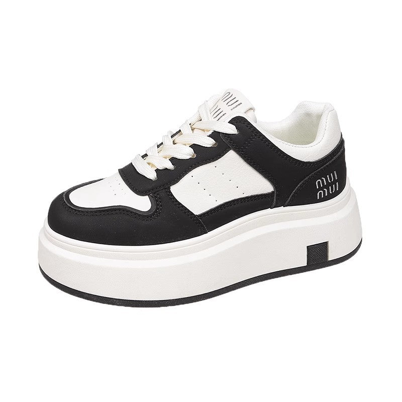 Damen Sneaker Platform Dicksohle Stylisch Schwarz