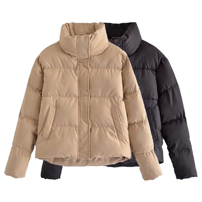 Damen Winterjacke Steppjacke Hochkragen Mit Taschen - BerlinGlamour
