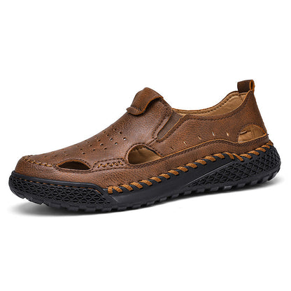 Herren Leder Sandalen Atmungsaktiv Sommer