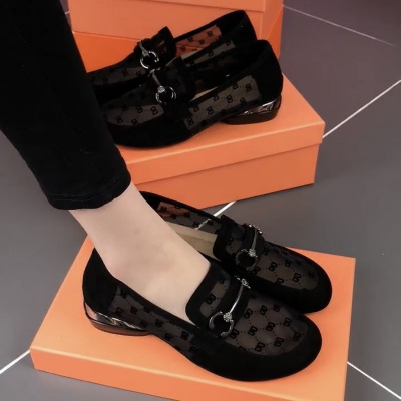 Damen Ballerinas Mit Transparentem Mesh Elegant