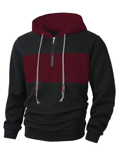 Herren Hoodie Strukturiert 1/4 Reißverschluss Modern