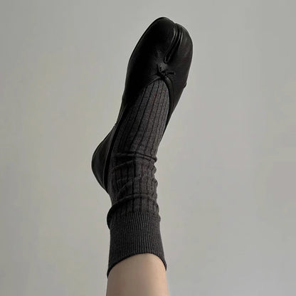 Damen Ballerinas Lederschuhe Weich Bequem