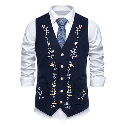 Herren Weste Elegant Blumenmuster Mit Taschen