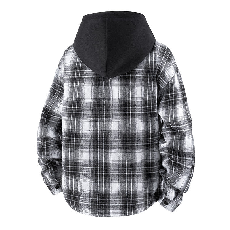 Herren Hemdjacke Lässig Kapuzenjacke Karomuster Warm