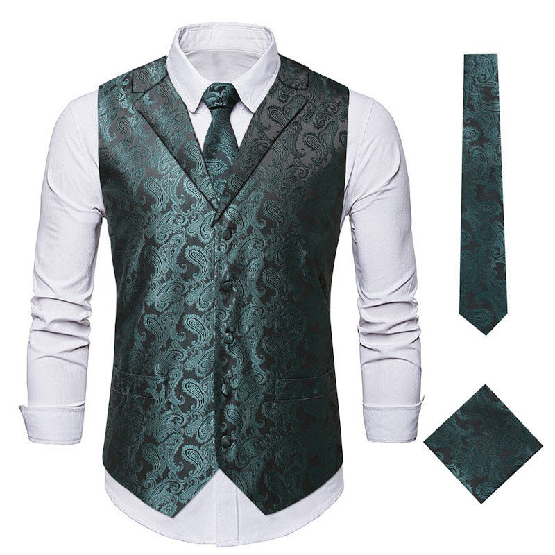 Elegante Herrenweste Paisley Muster Modern Schwarz