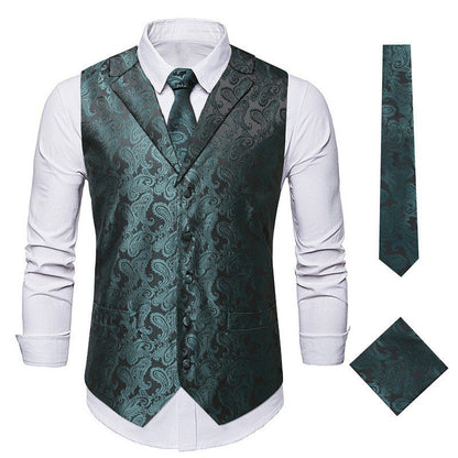 Elegante Herrenweste Paisley Muster Modern Schwarz