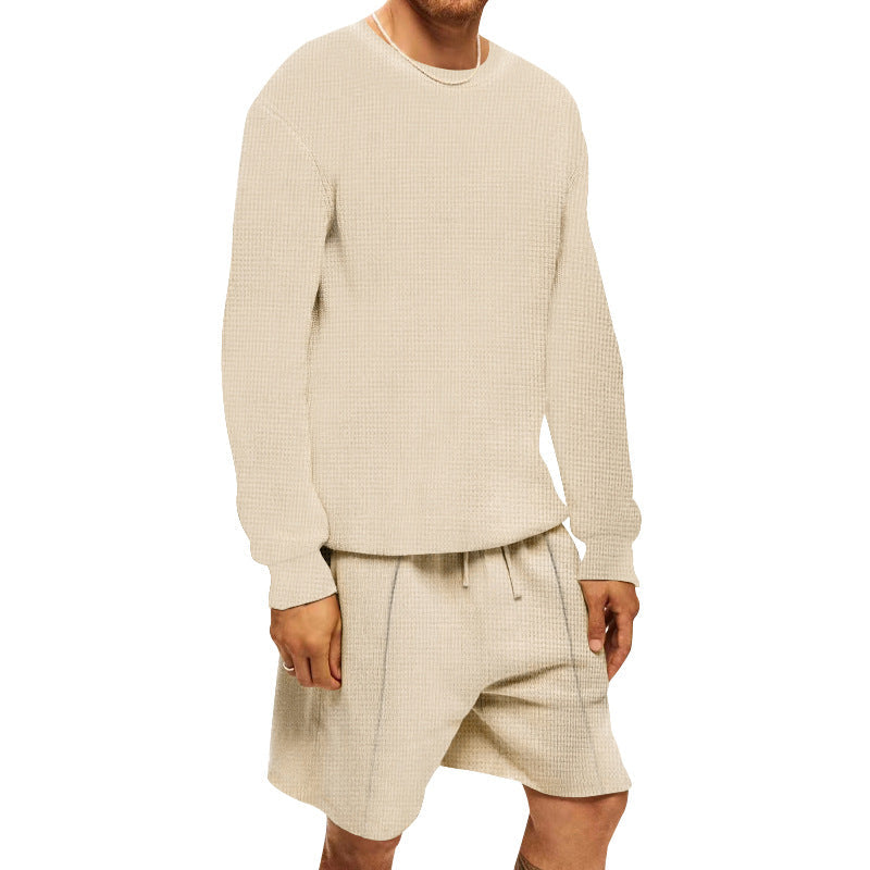 Herren Sportset Sweatshirt und Shorts atmungsaktiv Waffelstrick