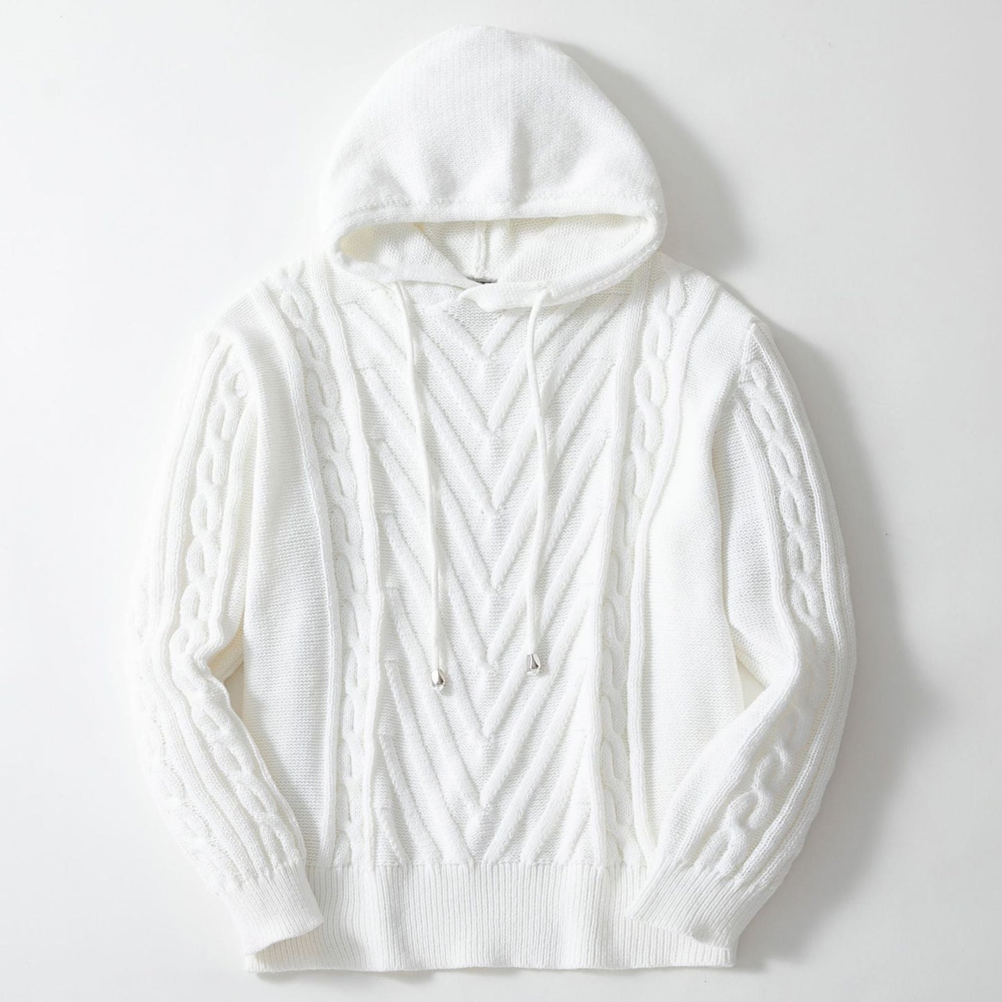 Herren Kapuzenpullover Strick Zopfmuster Elastisch - BerlinGlamour
