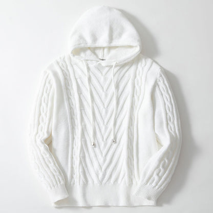 Herren Kapuzenpullover Strick Zopfmuster Elastisch - BerlinGlamour