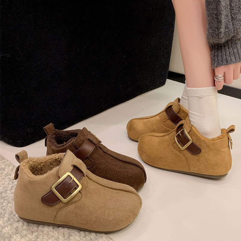 Damen Hausschuhe Plüsch Warm mit Schnalle Modern - BerlinGlamour