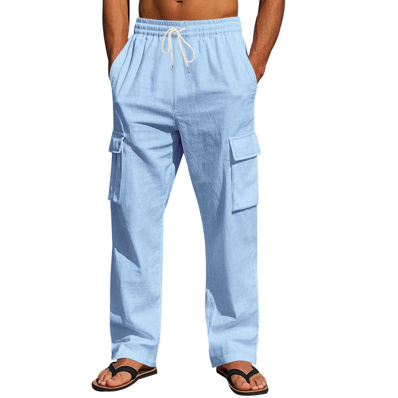 Herren Cargo-Hose Praktisch Mit Kordelzug und Seitentaschen