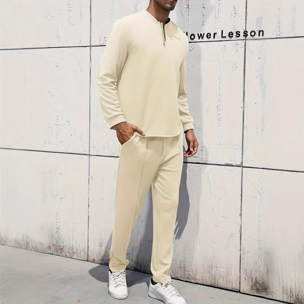 Herren Freizeit-Set mit hohem Kragen und Taschen Casual Style