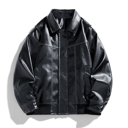 Herren Lederjacke Modern Schnitt mit Taschen
