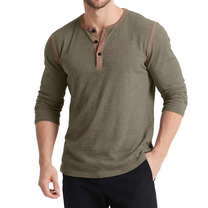 Herren Langarmshirt Modern mit Kontrastknöpfen
