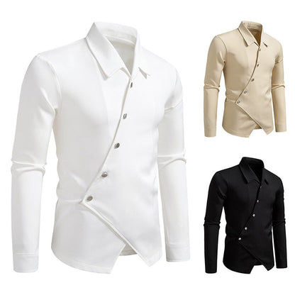 Exklusive Herren Hemdbluse Asymmetrisch Elegant Knopfdesign