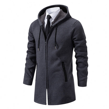 Herren Parka Jacke Mit Kapuze Reißverschluss Elegant