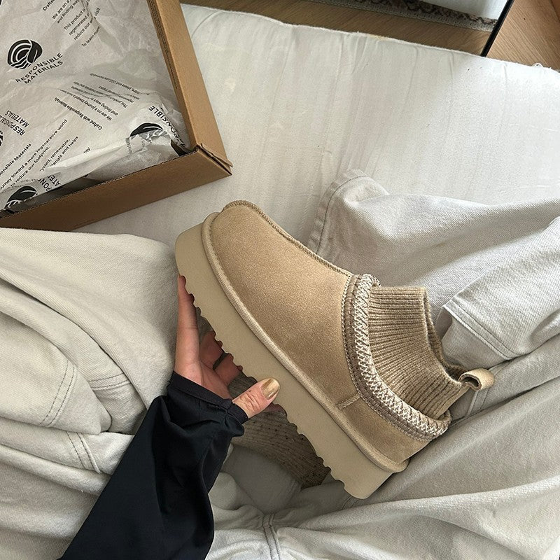 Damen Stiefeletten Bequem Elastisch Rutschfest Schwarz
